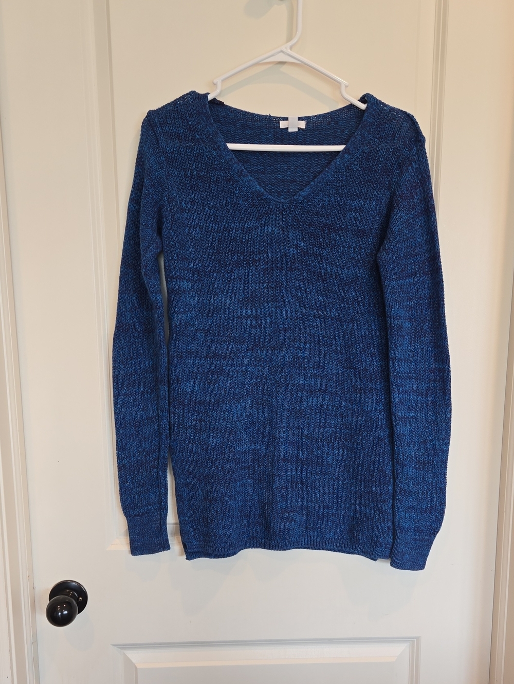 BP Marled Blue V-Neck Women's Sweater 100% Cotton